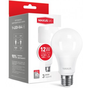 LED лампа MAXUS A65 12W яркий свет 220V E27 (1-LED-564)